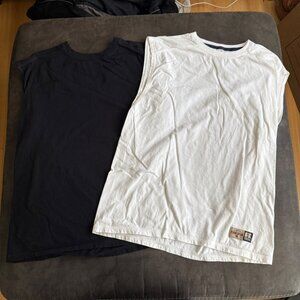 Russell Athletic Team Issue Sleeveless Tank Tops - M - 100% Cotton - Black & Whi